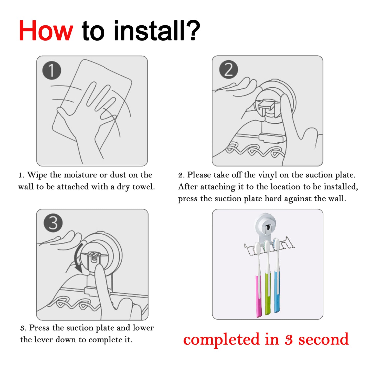 Spiderloc One Touch Double Vacuum Suction Toothbrush Holder