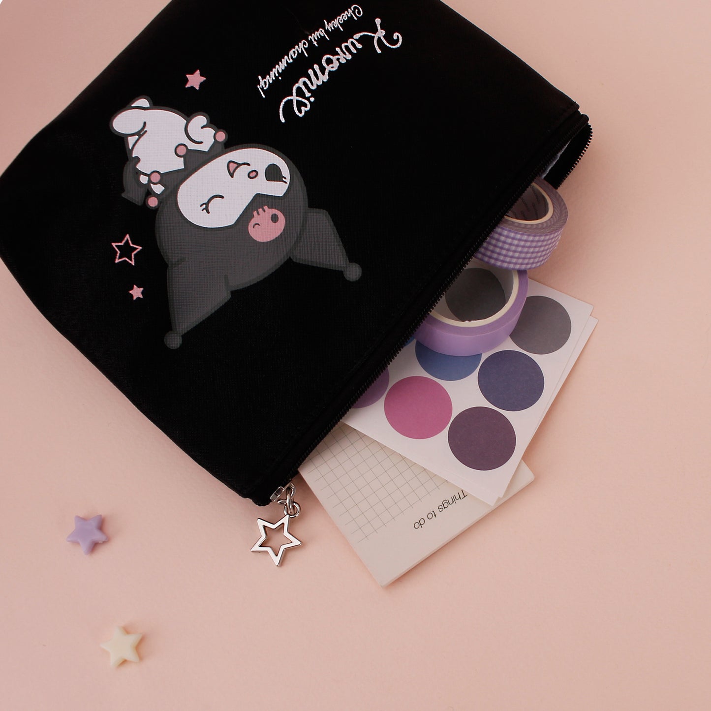 Kuromi Glitter Beauty PU Leather Pouch