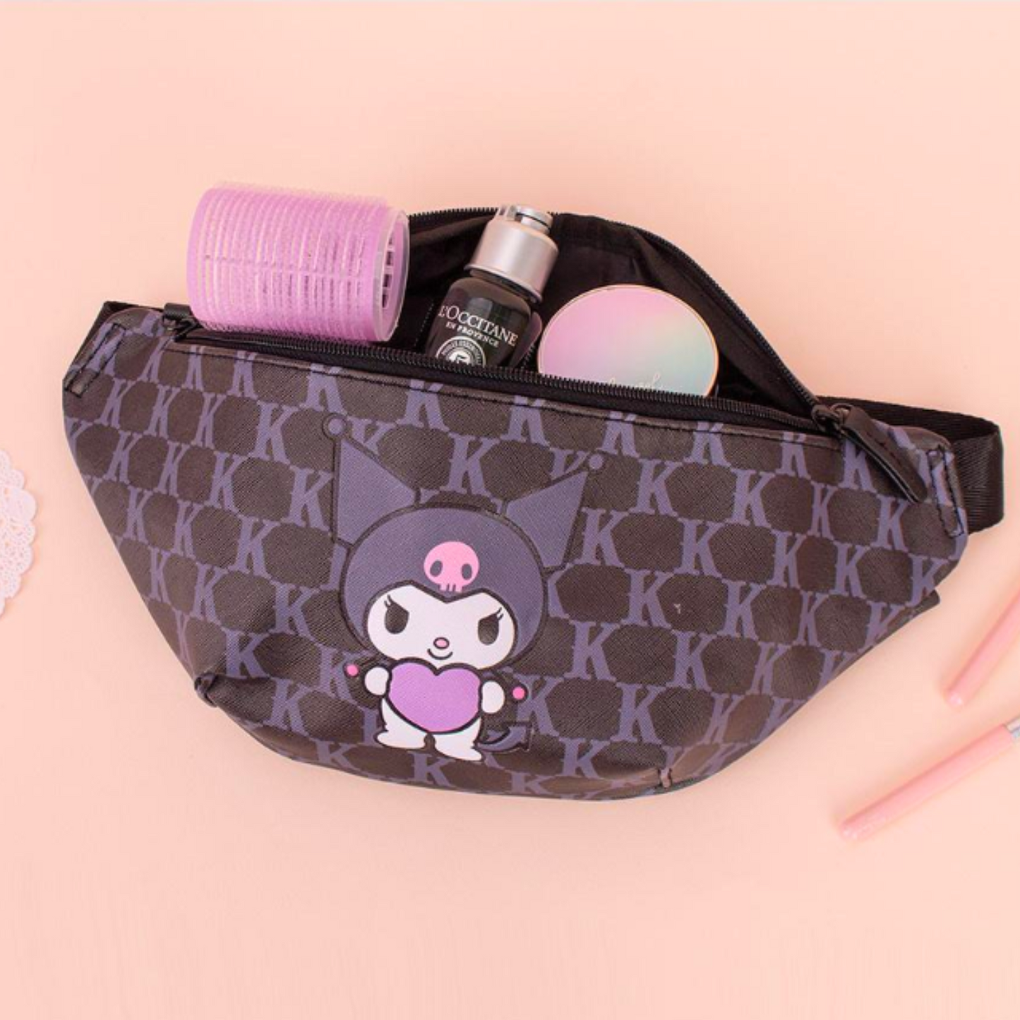 Kuromi Pattern Hip Sack Bag