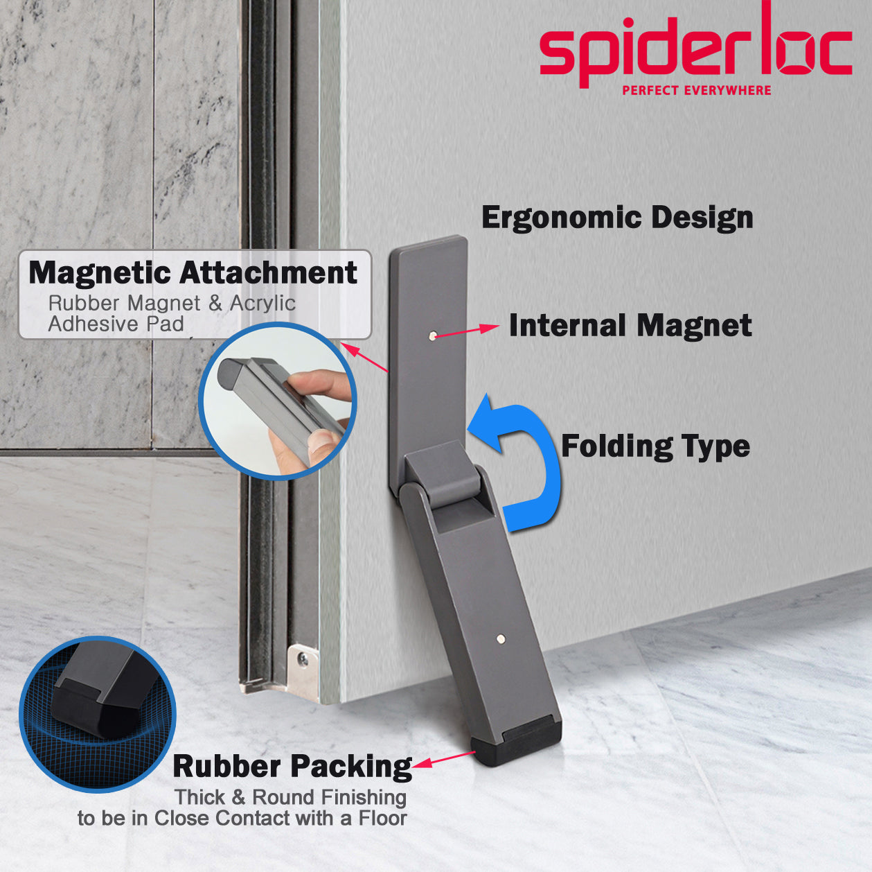 [Spiderloc] Non Slip Adhesive Magnetic Door Stopper