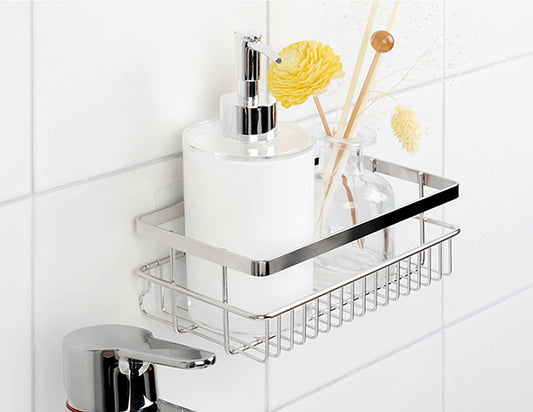 [Spiderloc] Mini Stainless Steel Shelf Basket Organizer Shampoo Holder