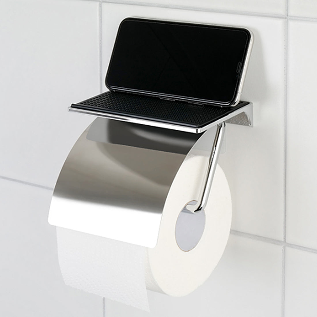 [Spiderloc] Adhesive Toilet Paper Holder with Non-Slip Pad Shelf