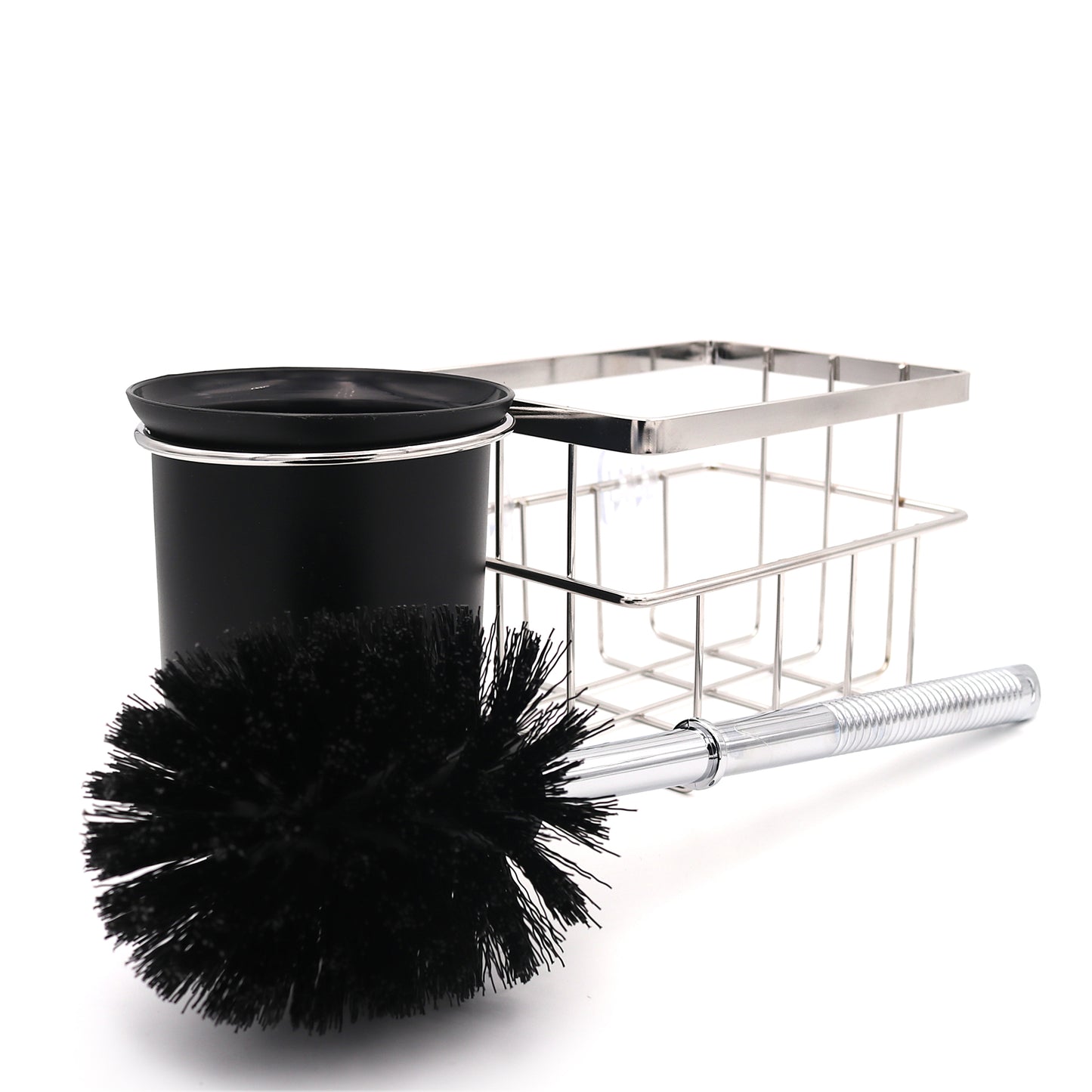 [Spiderloc] Adhesive Toilet Brush Holder Set with Stainless Steel Organizer Basket